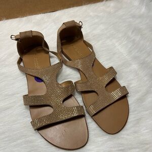 A.GIANNETTI Women's Ankle Strap Open Toe Covered Heel Sandals Suede Size 8.5